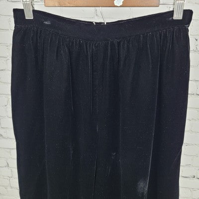 VTG Liz Claiborne Black Velvet High Rise Wide Leg Pants USA Made Size 12 (28x28)