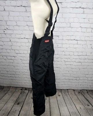 VTG Columbia Black Insulated Zip Snow Ski Winter Bib Pants Medium (28x28) *tear