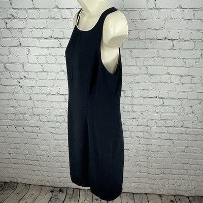 Rena Rowan Saville Black Sleeveless Square Neck Zipped Lined Shift Dress Size 10