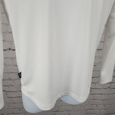 Yeti White Pink Logo Hooded Light Long Sleeve Pullover Activewear Stretch Top XS