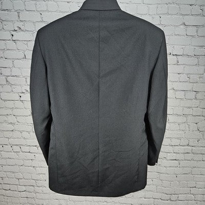 VTG Nino Cerruti Black 2 Button Ventless Notch Blazer Sport Coat USA 42L *defect