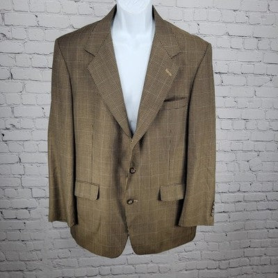 VTG Harold Powell Black Tan Houndstooth 3 Button Notch Blazer Sport Coat USA 42R