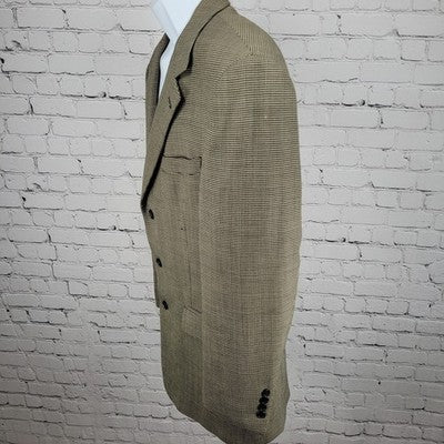 Gianfranco Ruffini Italy Black Beige Worsted Wool Blazer Sport Coat Size 42R
