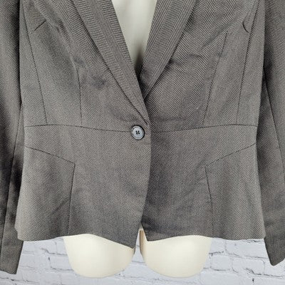 NWT Worthington Brown Herringbone Buttoned Stretch Notch Suit Jacket Size 14