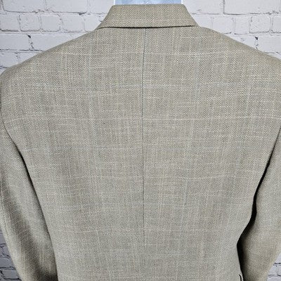 VTG Haggar Gallery Beige Check 2 Button Vented Notch Blazer Sport Coat USA 38
