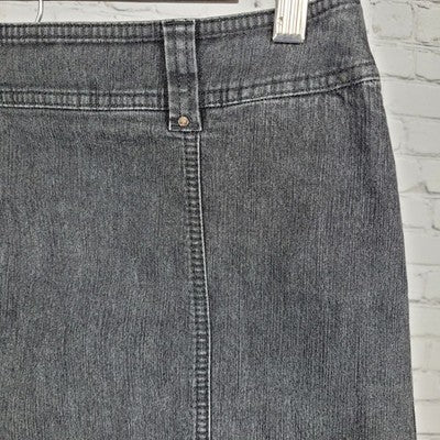 Gerry Weber Grey Denim Embellished Back Pockets Unlined Jean Maxi Skirt Size 10