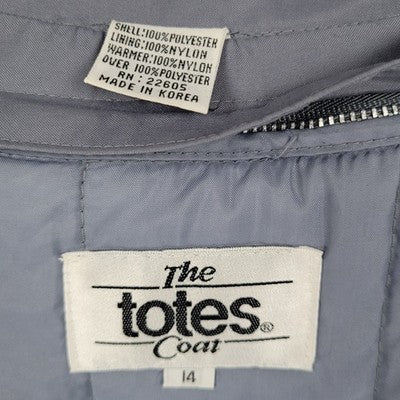 The Totes Coat Blue Belted Removable Insulated Liner Jacket Trench Coat Size 14