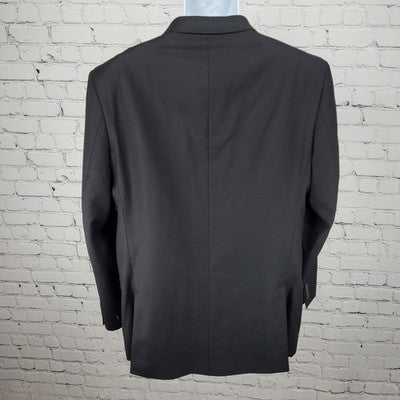 Bachrach Black 100% Wool Modern Fit 2 Button Double Vented Notch Blazer Size 42L