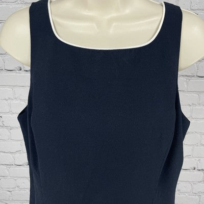 Rena Rowan Saville Black Sleeveless Square Neck Zipped Lined Shift Dress Size 10