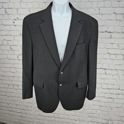 Jos A Bank Black 100% Wool 2 Button Single Vented Notch Blazer Sport Coat 44R