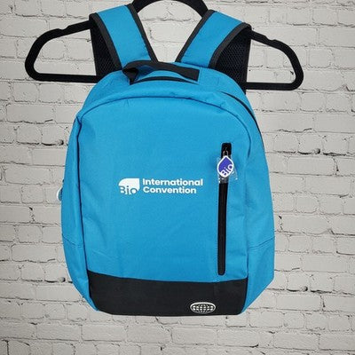 Metro Logo Blue Bio International Convention 2025 Laptop Sleeve Mesh Backpack