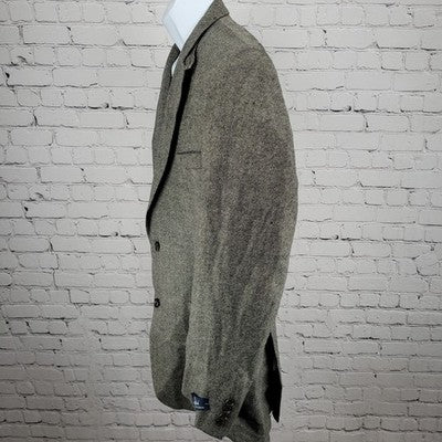 Ralph Ralph Lauren Black Beige 100% Lambs Wool 2 Button Blazer Sport Coat 42L