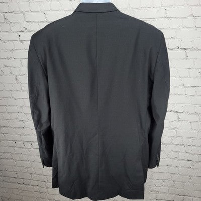 Kenneth Cole Black 100% Wool 2 Button Double Vented Notch Blazer Sport Coat 48L