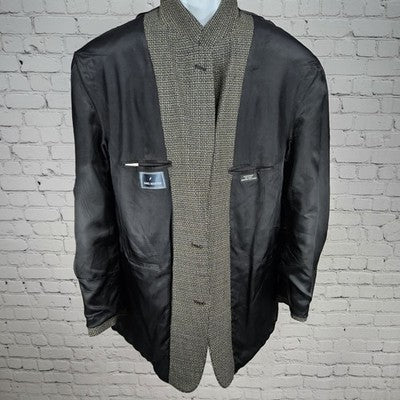 Daniel Hechter Black 100% Worsted Wool 2 Button Notch Blazer Sport Coat 48L