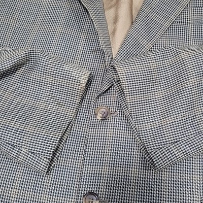 Jos A Bank Black Beige 100% Wool Houndstooth 2 Button Blazer Sport Coat 44R