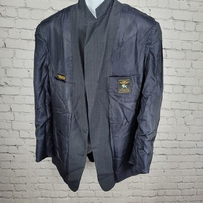 Hart Schaffner & Marx Navy Check 2 Button Vented Notch Blazer Sport Coat Size 44