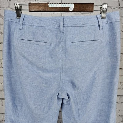Talbots Blue Relaxed Chambray 100% Cotton Mid Rise Tapered Pants 4P (31x26)