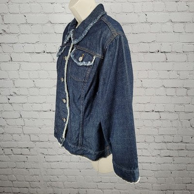Customized Homemade Denim Girl ATX Blue Embellished Jean Boho Denim Jacket M