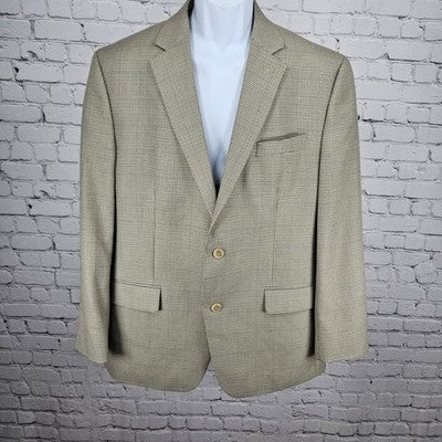 Michael Kors Beige Houndstooth 2 Button Vented Notch Blazer Sport Coat 42R