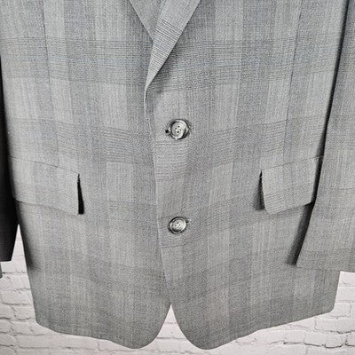 VTG Hart Schaffner Marx Grey Wool Blend Viracle Notch Blazer Sport Coat USA 44R