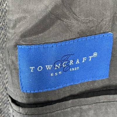 Towncraft Brown Lambswool Herringbone Tweed 2 Button Blazer Sport Coat Size 44R