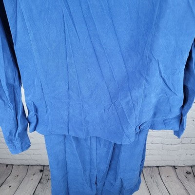 Courtenay Blue Stretch Gold Buttoned 2 Piece Shirt Skirt Outfit Set Size 16W