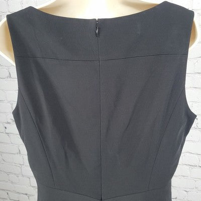 Ann Taylor Black Sleeveless Stretch Lined Back Slit Knee Length Sheath Dress 12