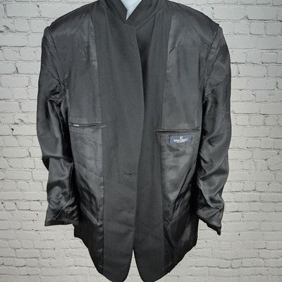 VTG Nino Cerruti Black 2 Button Ventless Notch Blazer Sport Coat USA 42L *defect