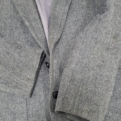 Barrage Grey Wool Linen Blend Tweed Herringbone Blazer Sport Coat Size 38R