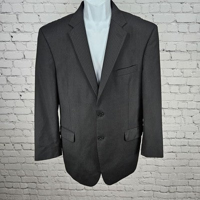 Jos A Bank Black 100% Wool Tailored Fit Travelers 2 Button Blazer Sport Coat 43R