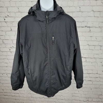 Free Country Black Insulated Removable Hood Inner Pockets Jacket Size Medium M