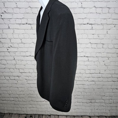 Towncraft Black Worsted Wool Blend 2 Button Vented Notch Blazer Sport Coat 46L