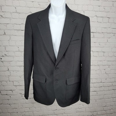 Towncraft Black 2 Button Single Vented Notch Washable Blazer Sport Coat USA 40
