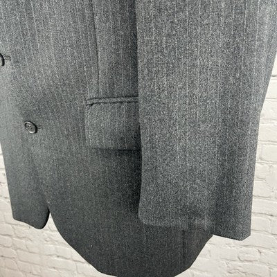 VTG Botany 500 Grey Pinstriped 2 Button Vent Blazer Sport Coat USA Made Size 41S