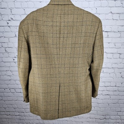 VTG Austin Reed Brown Houndstooth 2 Button Vented Notch Blazer Sport Coat US 44R