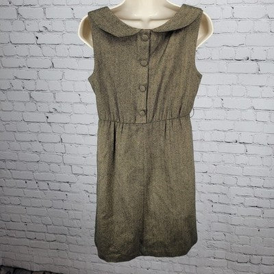 VTG Soda Blu Brown Wool Blend Herringbone Sleeveless Lined Dress USA Medium M