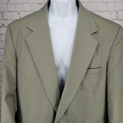 Haggar Gentleman's Closet Green Gray 2 Button Vented Notch Blazer Sport Coat 46