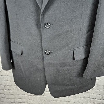 VTG Nino Cerruti Black 2 Button Ventless Notch Blazer Sport Coat USA 42L *defect