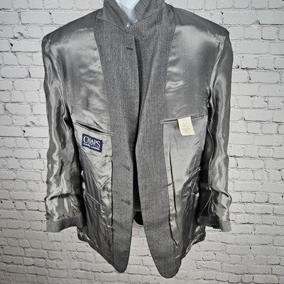 Chaps Ralph Lauren Grey Wool Cashmere 2 Button Notch Blazer Sport Coat 42R