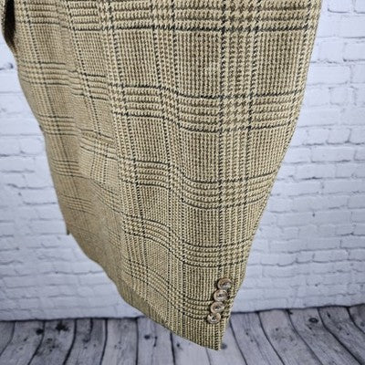 VTG Austin Reed Brown Houndstooth 2 Button Vented Notch Blazer Sport Coat US 44R