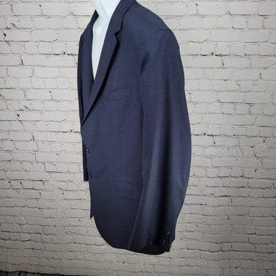 Joseph Abboud Navy 100% Wool Marzotto Super 100's Blazer Sport Coat US 50R *hole