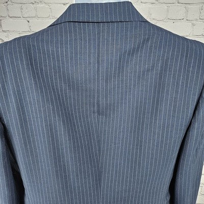 VTG Barney's Monte Cristo DeLuxe Navy Pinstriped Notch Blazer Sport Coat USA 38