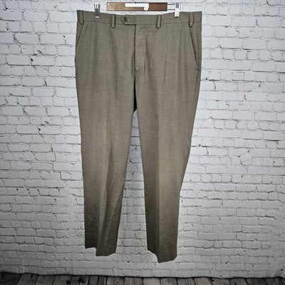 Michael Kors Brown Flat Front Straight Leg Stretch Dress Pants Trousers 36x32