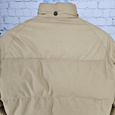 VTG Windbreaker Tan Down Fine Feather Insulated Snap Puffer Jacket M *zipper