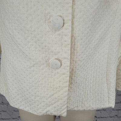 Citrine Collection Ivory Glitter Buttoned Lined Jacket Canada Made Size 10