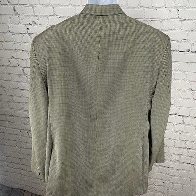 VTG Just Men’s Yellow & Blue Houndstooth 2 Button Blazer Sport Coat Size 44L