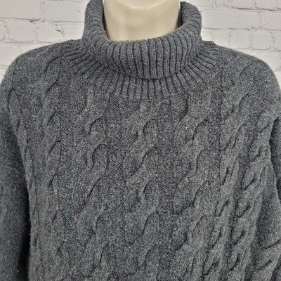 Nordstrom Grey Wool Blend Long Sleeve Turtleneck Pullover Sweater Medium M