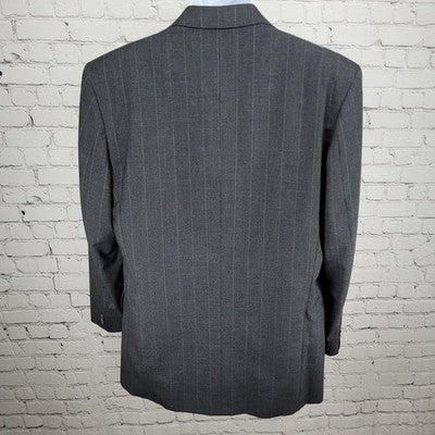 Jack English Grey 100% Wool Pinstriped 2 Button Ventless Blazer Sport Coat 42L