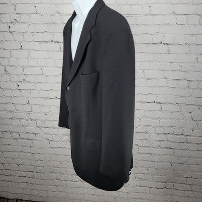 VTG Jos A Bank Black 100% Wool 3 Button Ventless Notch Blazer Sport Coat 46R