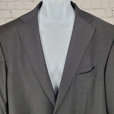 Massimo Dutti Black Super 130's Wool Pinstriped Notch Blazer Sport Coat Size 46